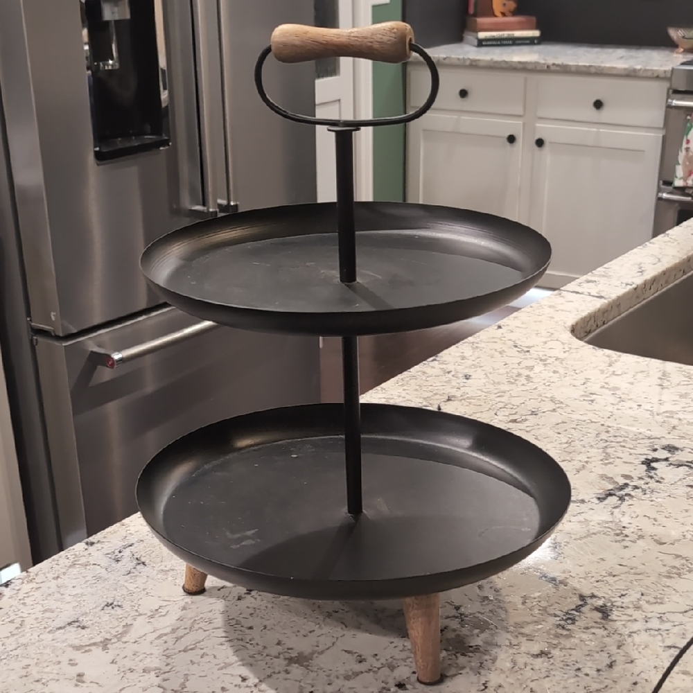 Black Two-Tiered Tray ~18" Tall